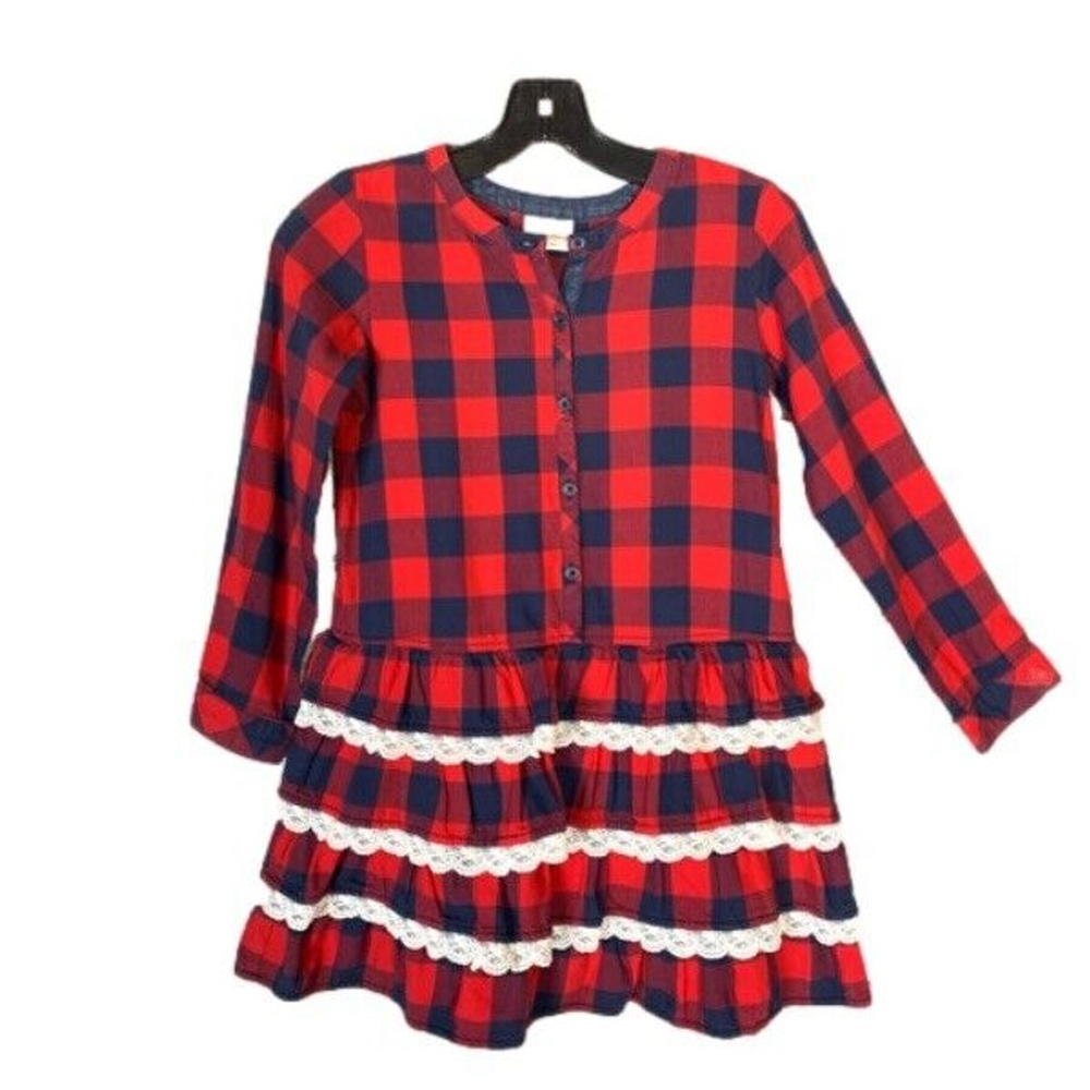 Hannah Andersson Girls’s Red and Black Buffalo Plaid dress